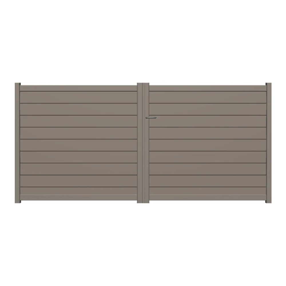 Portail battant aluminium de style contemporain, lames horizontales larges et lignes épurées
