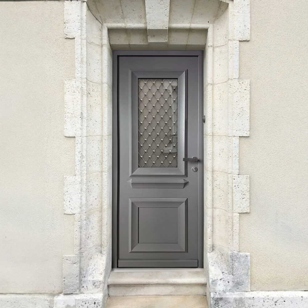 Porte d’entrée PVC contemporaine à décor graphique et lignes droites