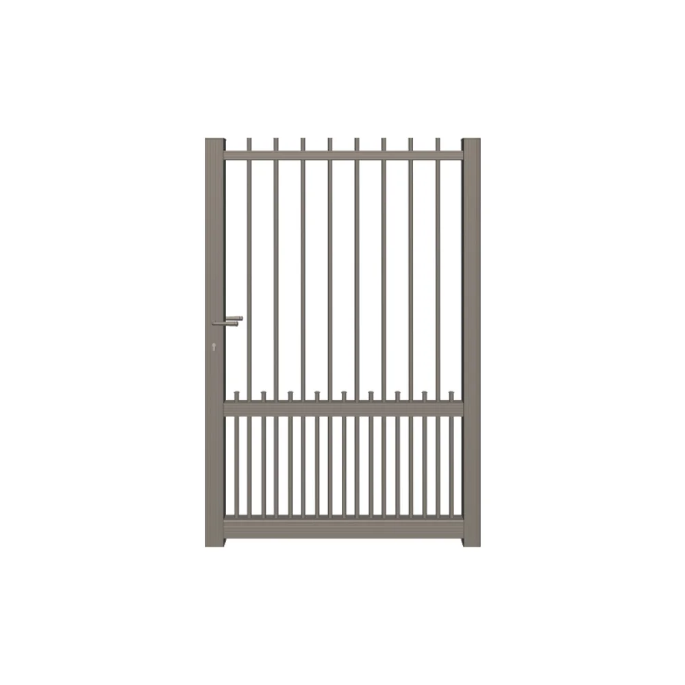 Portillon aluminium de style traditionnel, barreaudage vertical et soubassement plein